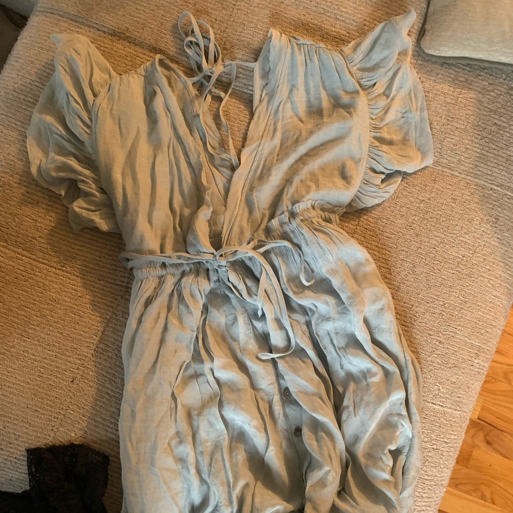 Front button, deep V maxi dress